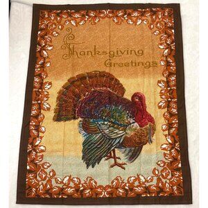 Williams Sonoma Thanksgiving Greetings Cotton Linen Kitchen Towel Made In Italy